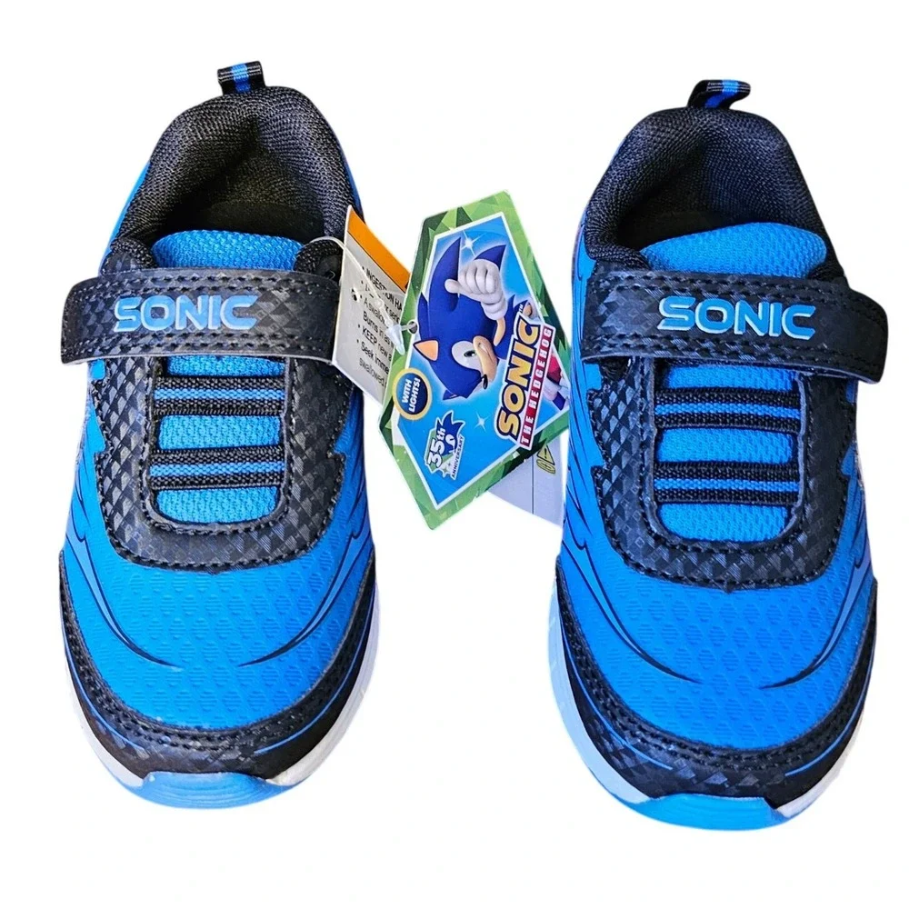 Sonic the Hedgehog Toddler Light Up Sneakers Blue Black 35th Anniversary Size 8